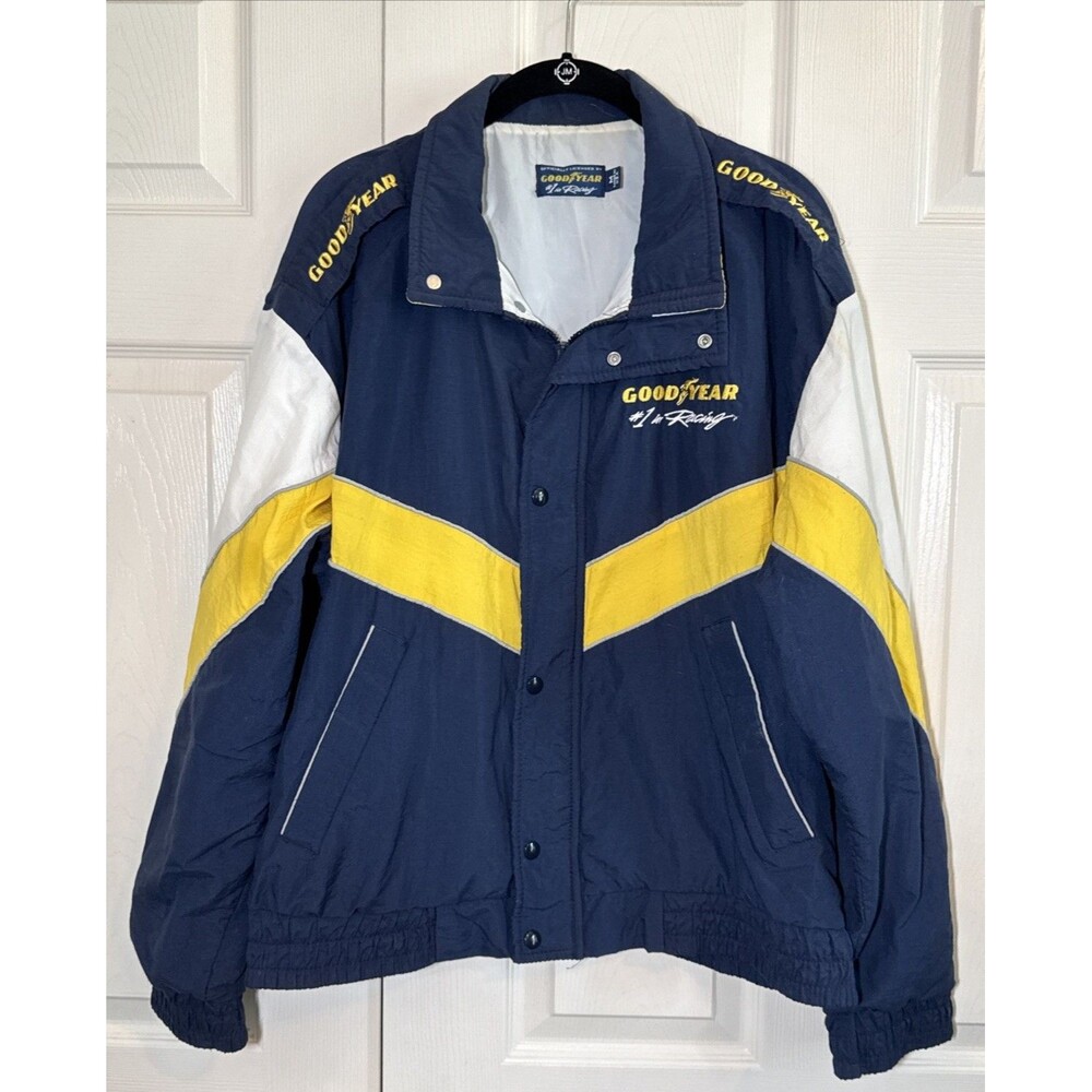 Vintage Goodyear #1 Racing Jacket Embroidered Logo Made in USA Mens Sz M / L